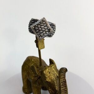 Vintage Suarti BA Sterling Silver Basketweave Dome Ring Wide Band Size 7 1980's